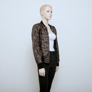 NWT Say What Camo Print Bomber Jacket